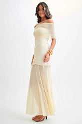 Caspian Slinky And Mesh Maxi Dress